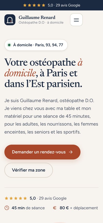 Le même site sur un téléphone